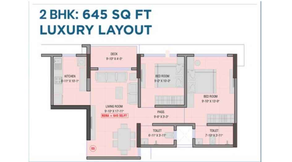 Aqua-Rose-Tower-Floor-Plan -2-BHK-645-sqft